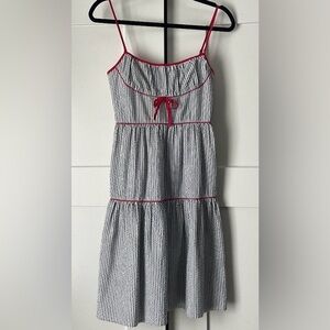 BCBGMaxAzria Red and Navy Striped Dress